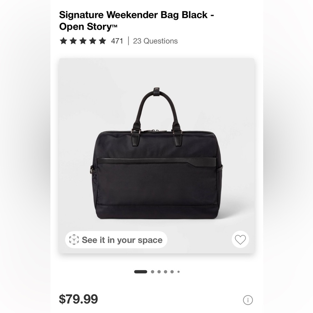 Signature weekender bag black - open story